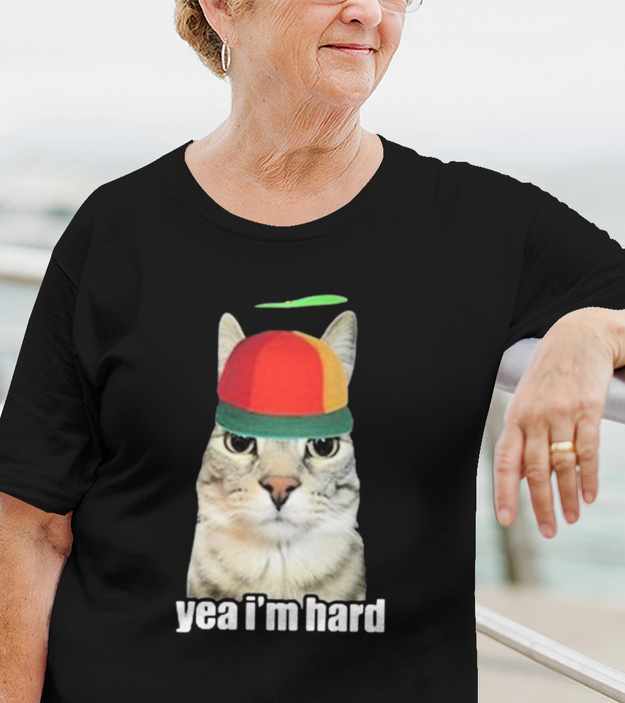 Yea I'm Hard Cat In Propeller Hat T-Shirt