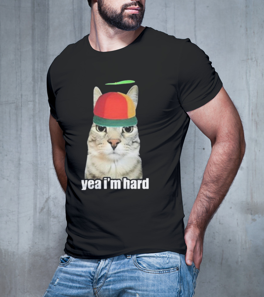 Yea I'm Hard Cat In Propeller Hat T-Shirt