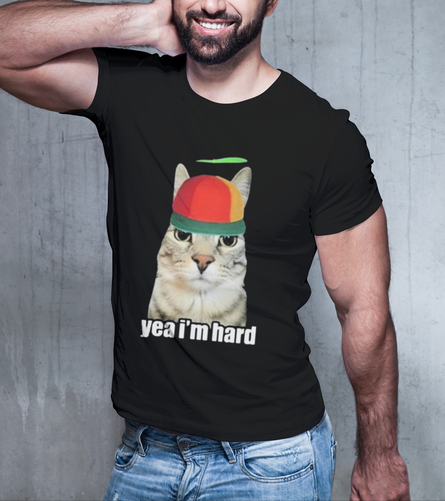 Yea I'm Hard Cat In Propeller Hat T-Shirt