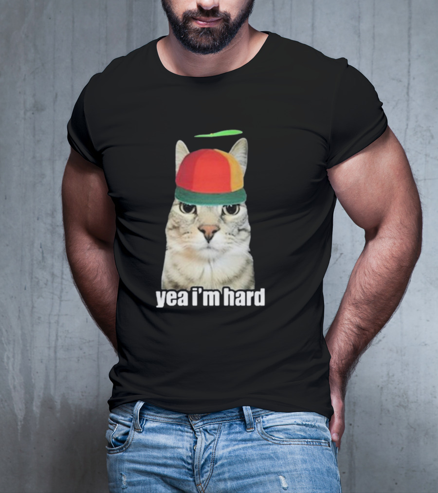 Yea I'm Hard Cat In Propeller Hat T-Shirt
