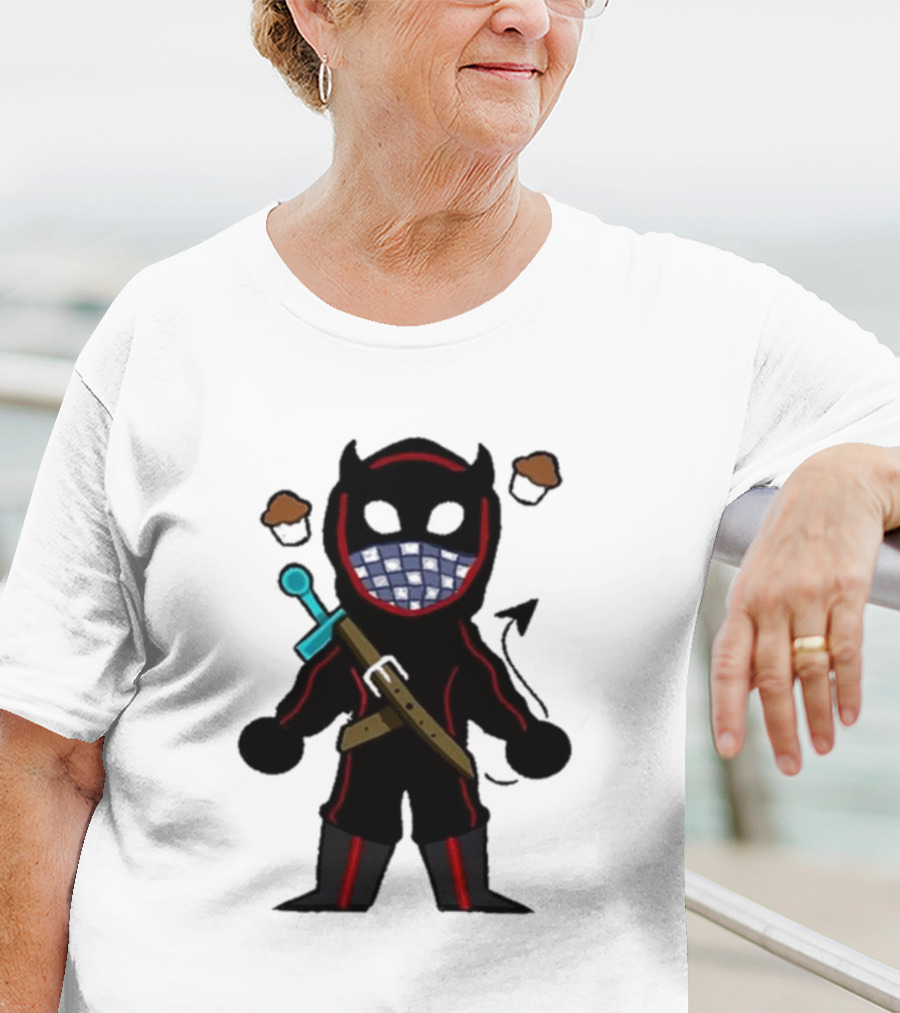 Coryxkenshin Badboyhalo Cute Cartoon Character With Sword And Muffins T-Shirt