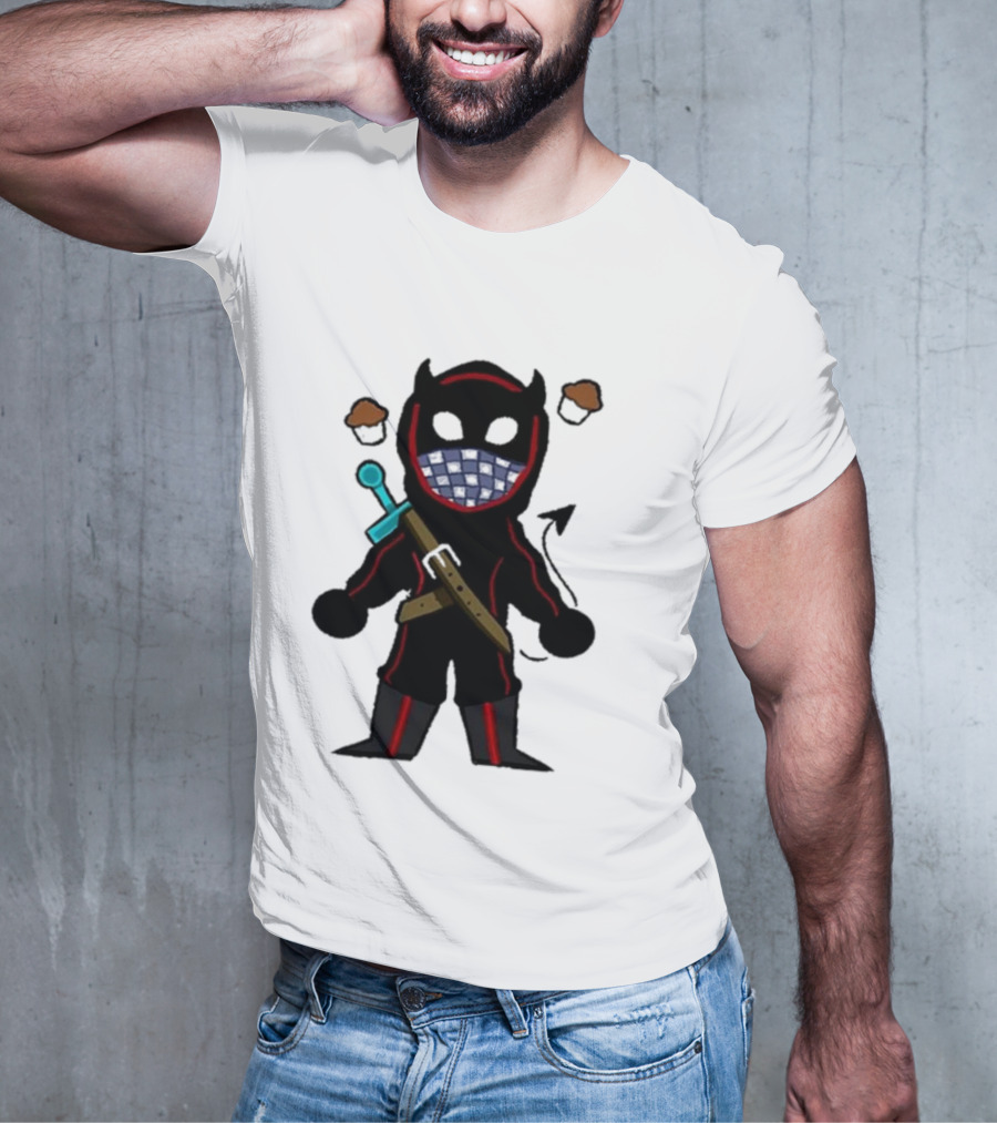 Coryxkenshin Badboyhalo Cute Cartoon Character With Sword And Muffins T-Shirt