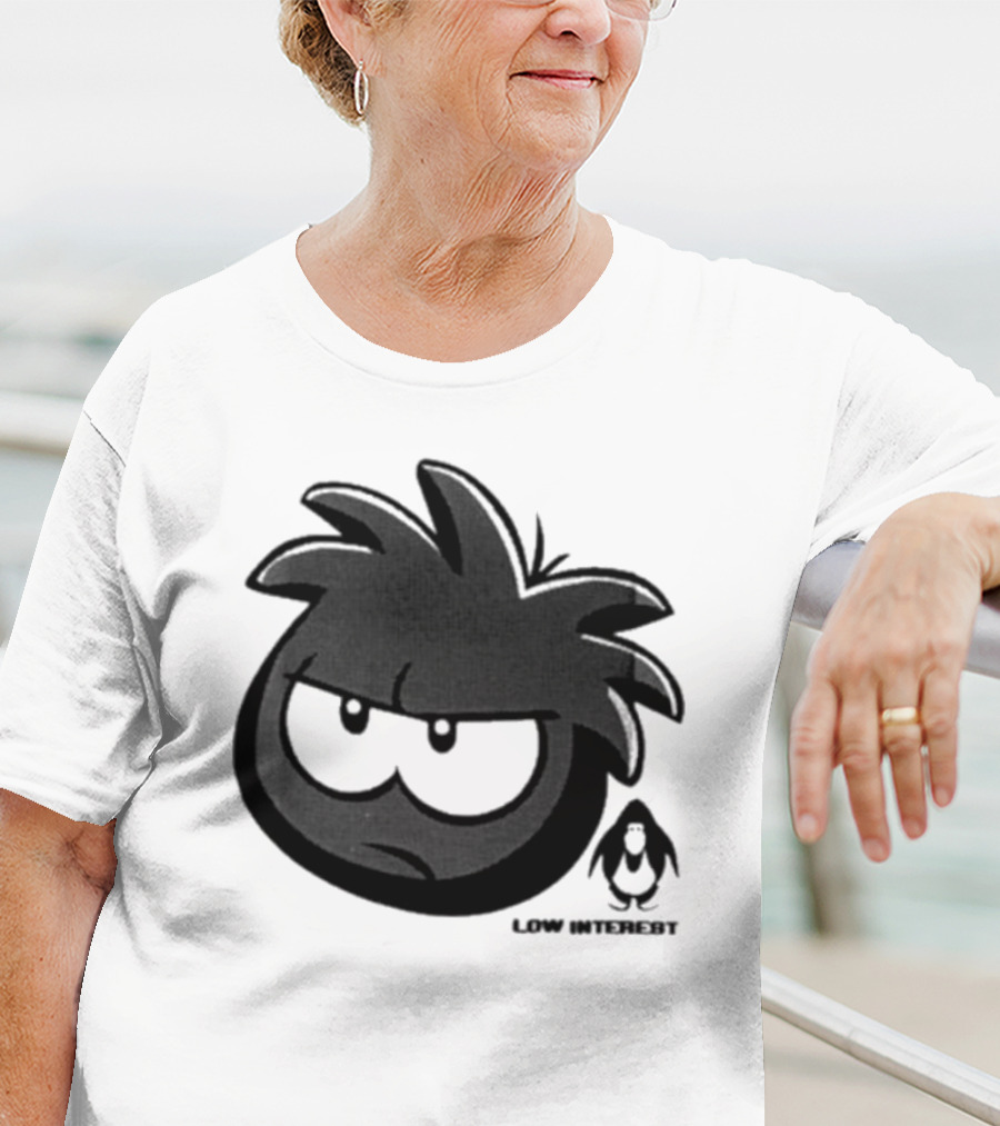 Low Interest Puffle Grumpy Face With Penguin T-Shirt
