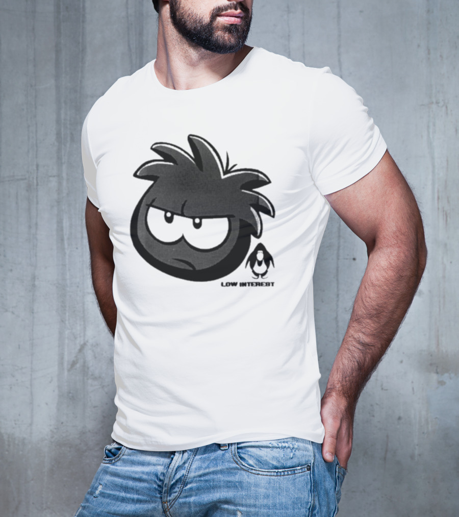 Low Interest Puffle Grumpy Face With Penguin T-Shirt