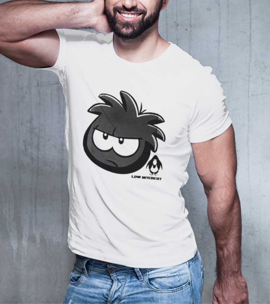 Low Interest Puffle Grumpy Face With Penguin T-Shirt