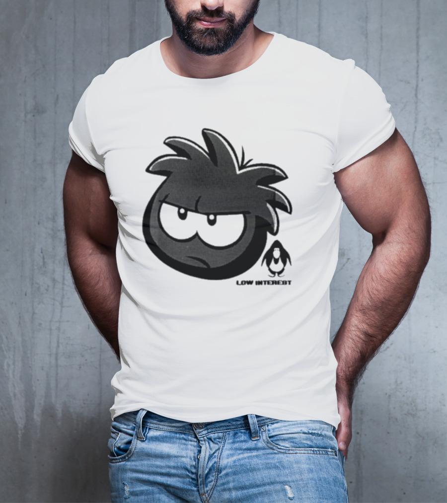 Low Interest Puffle Grumpy Face With Penguin T-Shirt