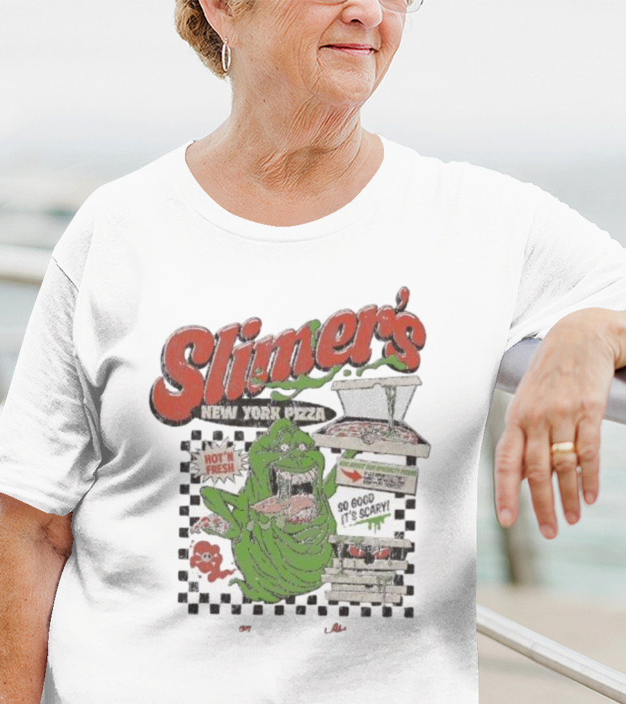 Slimer's New York Pizza Hot Fresh Delivery So Good It's Scary T-Shirt