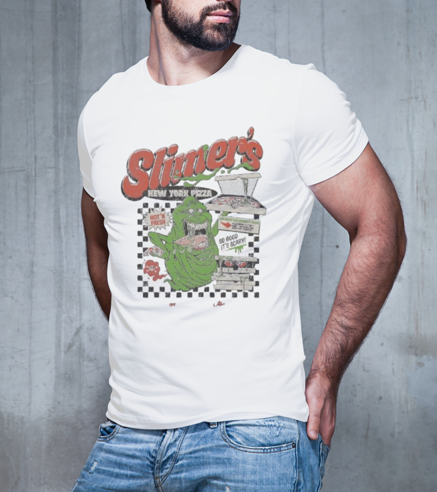 Slimer's New York Pizza Hot Fresh Delivery So Good It's Scary T-Shirt
