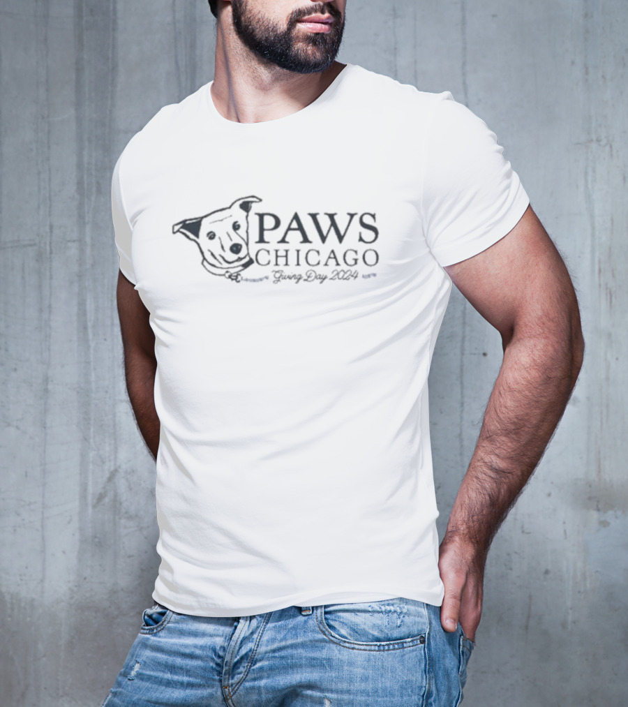 PAWS Chicago Stella Blue Coffee Giving Day T-Shirt