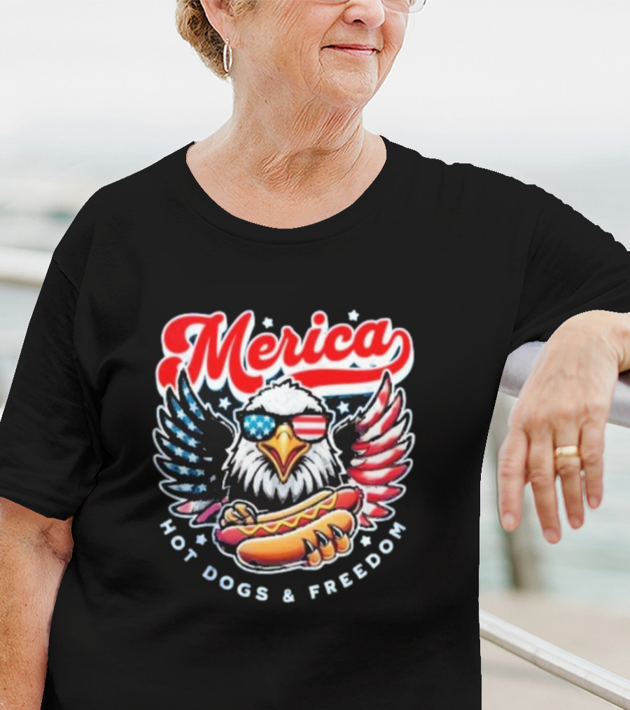 Merica American Eagle With Hot Dogs And Freedom T-Shirt