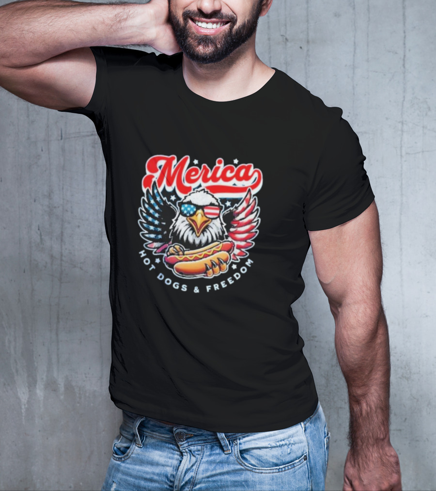 Merica American Eagle With Hot Dogs And Freedom T-Shirt