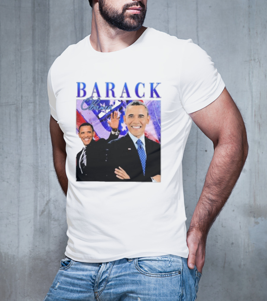 BARACK Obama Smiling Pose With Patriotic Background T-Shirt