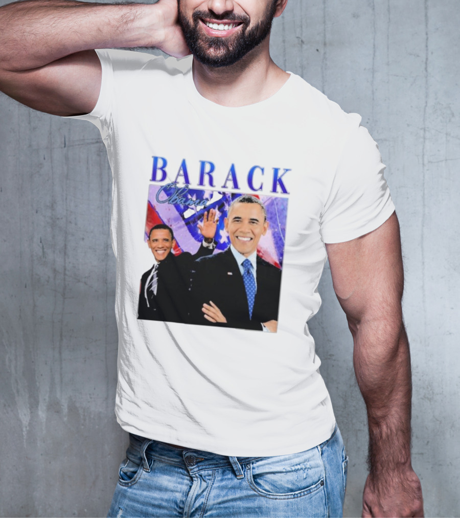 BARACK Obama Smiling Pose With Patriotic Background T-Shirt