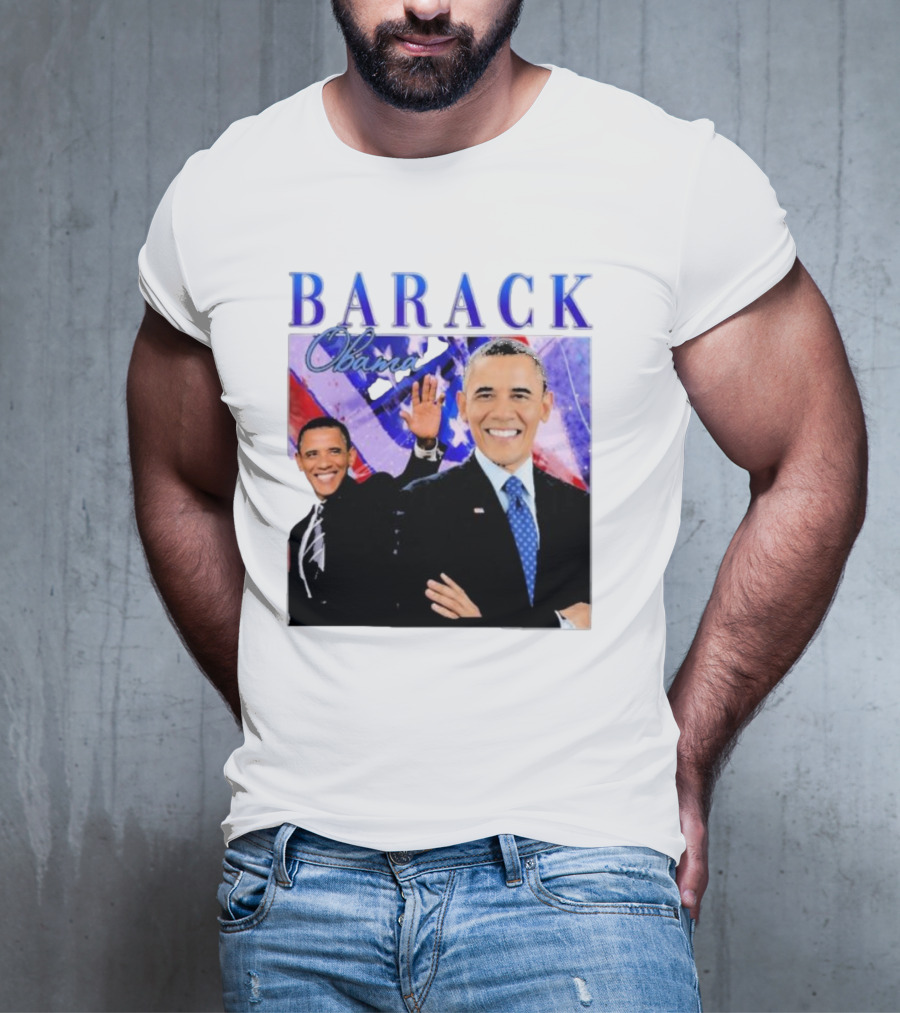 BARACK Obama Smiling Pose With Patriotic Background T-Shirt