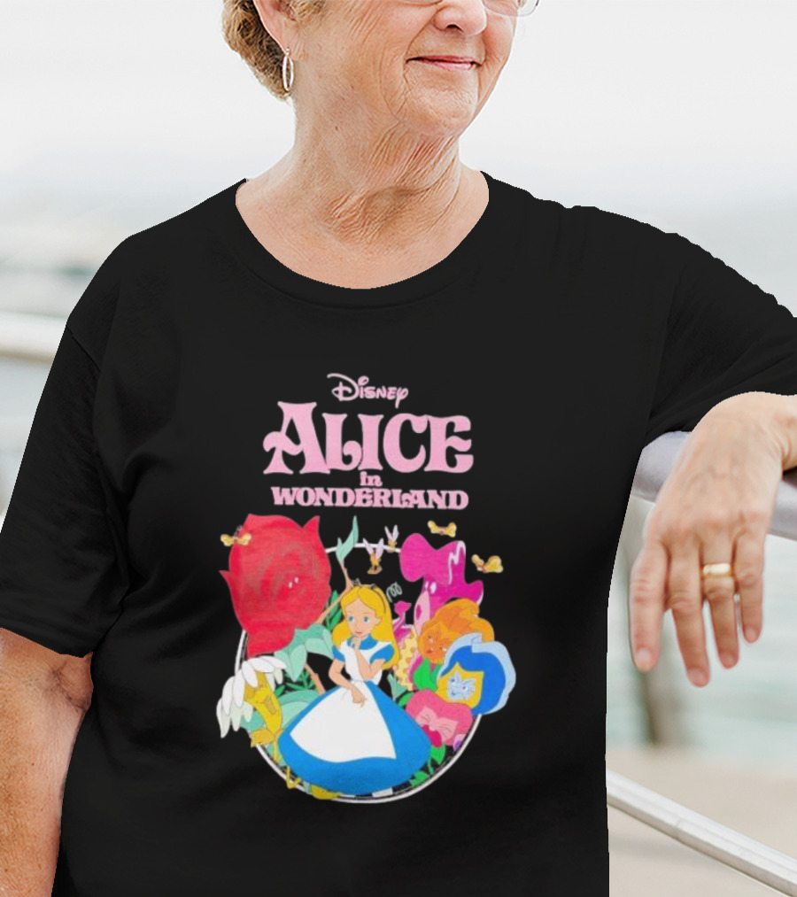 Disney Alice In Wonderland Flowers And Characters Classic T-Shirt