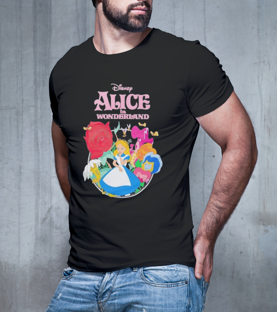 Disney Alice In Wonderland Flowers And Characters Classic T-Shirt