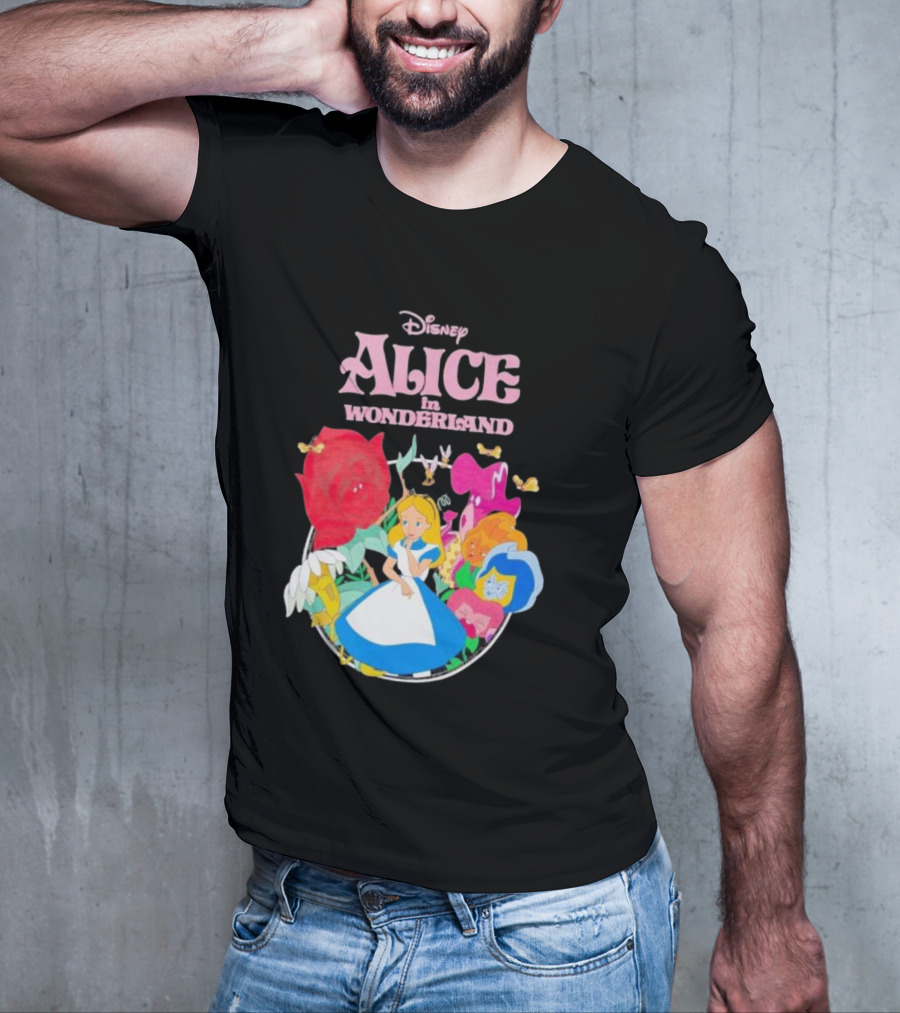 Disney Alice In Wonderland Flowers And Characters Classic T-Shirt