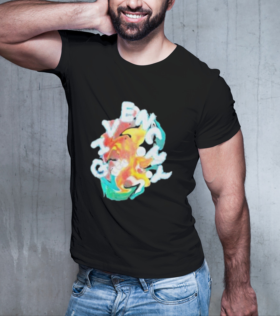 Louis Tomlinson Givenchy Psychedelic Oversized Top Colorful Swirl Text T-Shirt