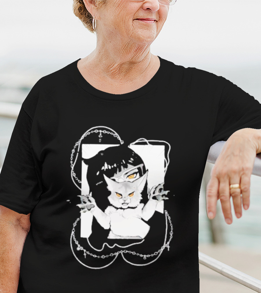 Aspens Cat Attack White Cat And Chains T-Shirt