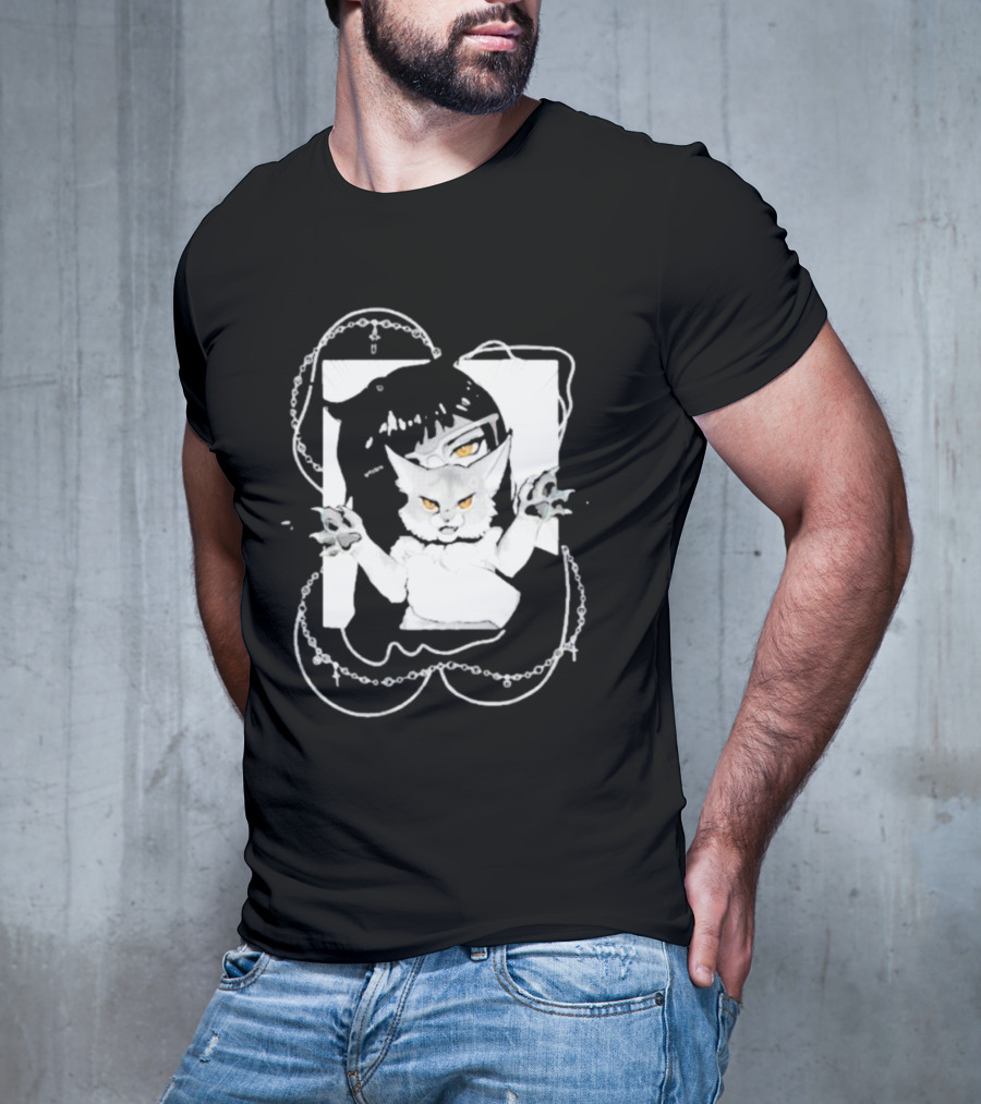 Aspens Cat Attack White Cat And Chains T-Shirt