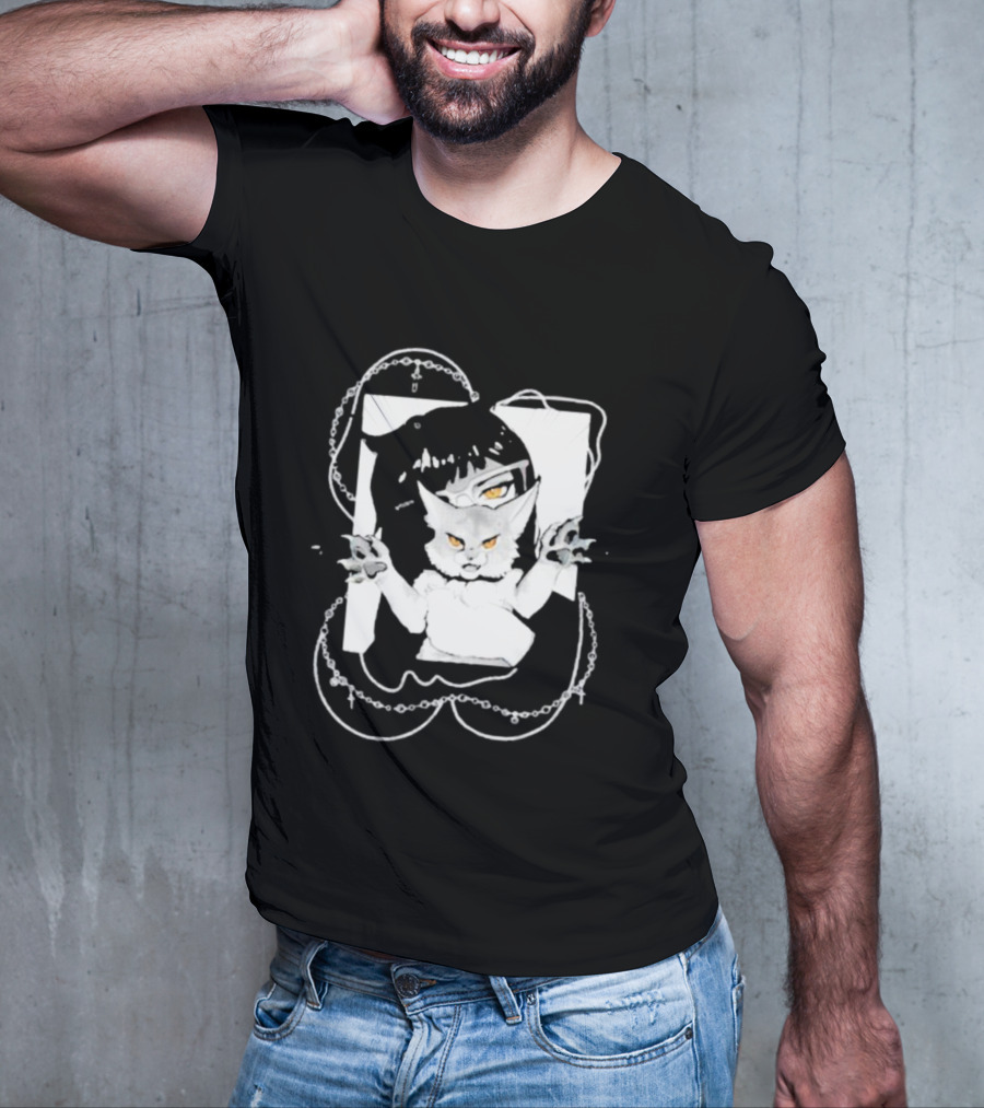 Aspens Cat Attack White Cat And Chains T-Shirt