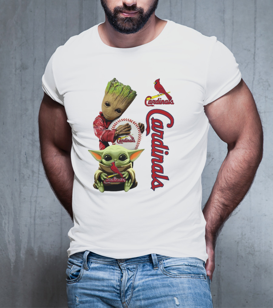 Baby Groot And Baby Yoda Hugging St. Louis Cardinals Baseball T-Shirt