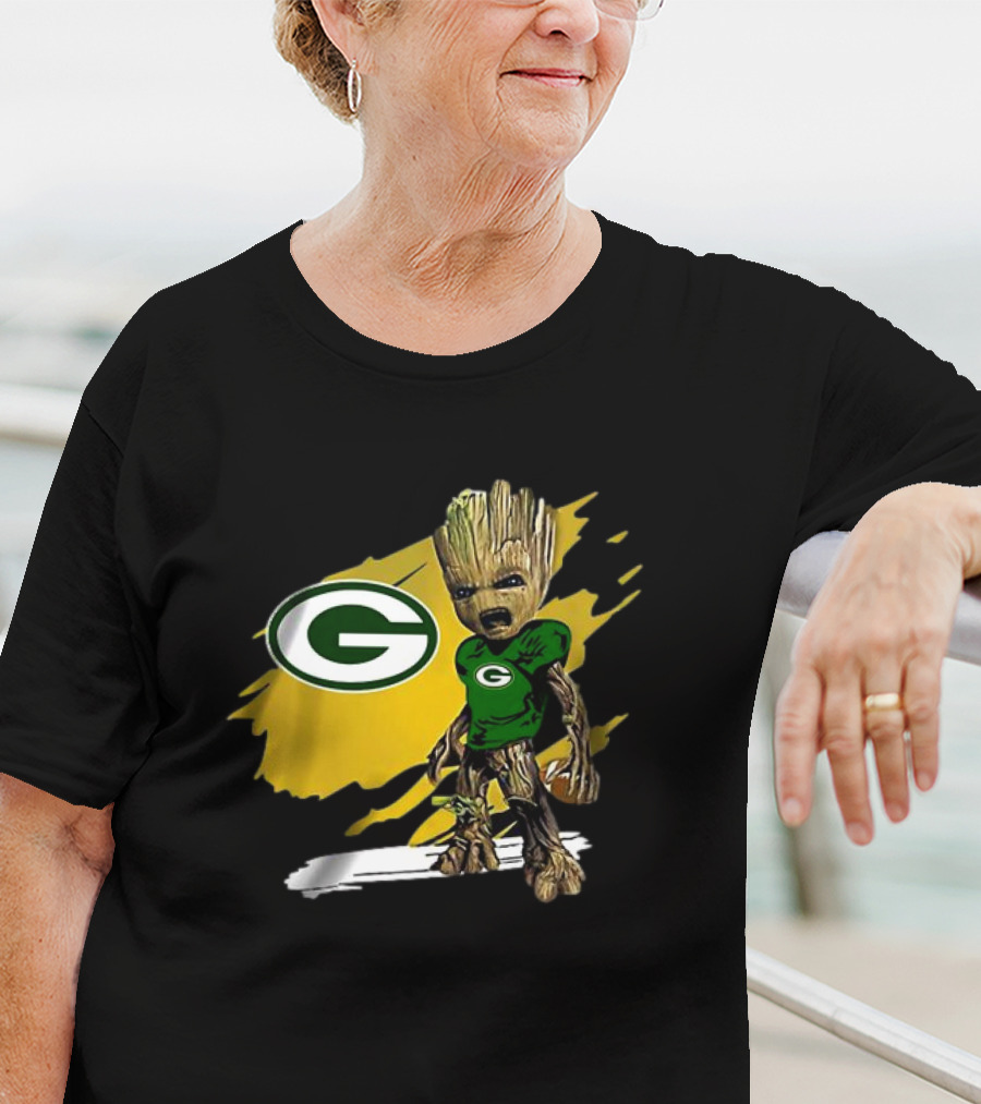 Baby Groot Green Bay Packers Football Fan T-Shirt