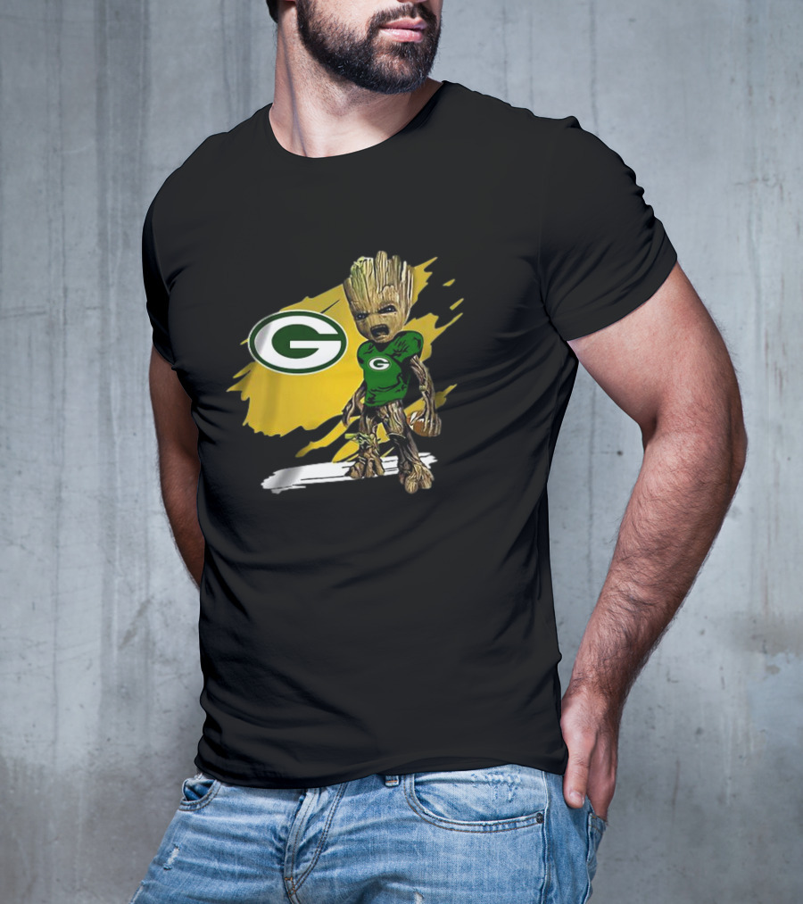 Baby Groot Green Bay Packers Football Fan T-Shirt
