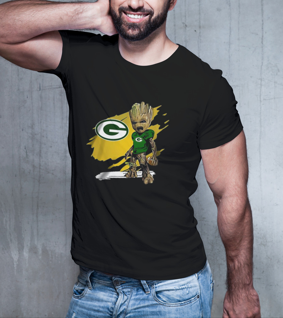 Baby Groot Green Bay Packers Football Fan T-Shirt
