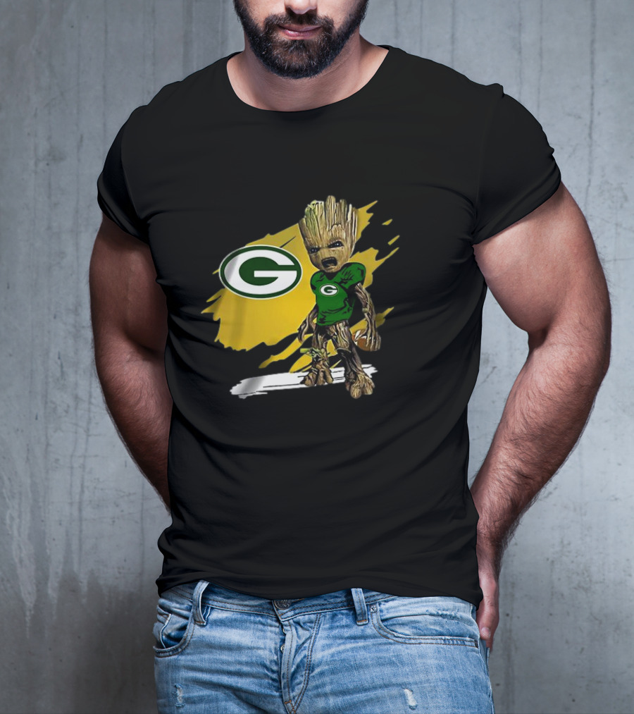 Baby Groot Green Bay Packers Football Fan T-Shirt