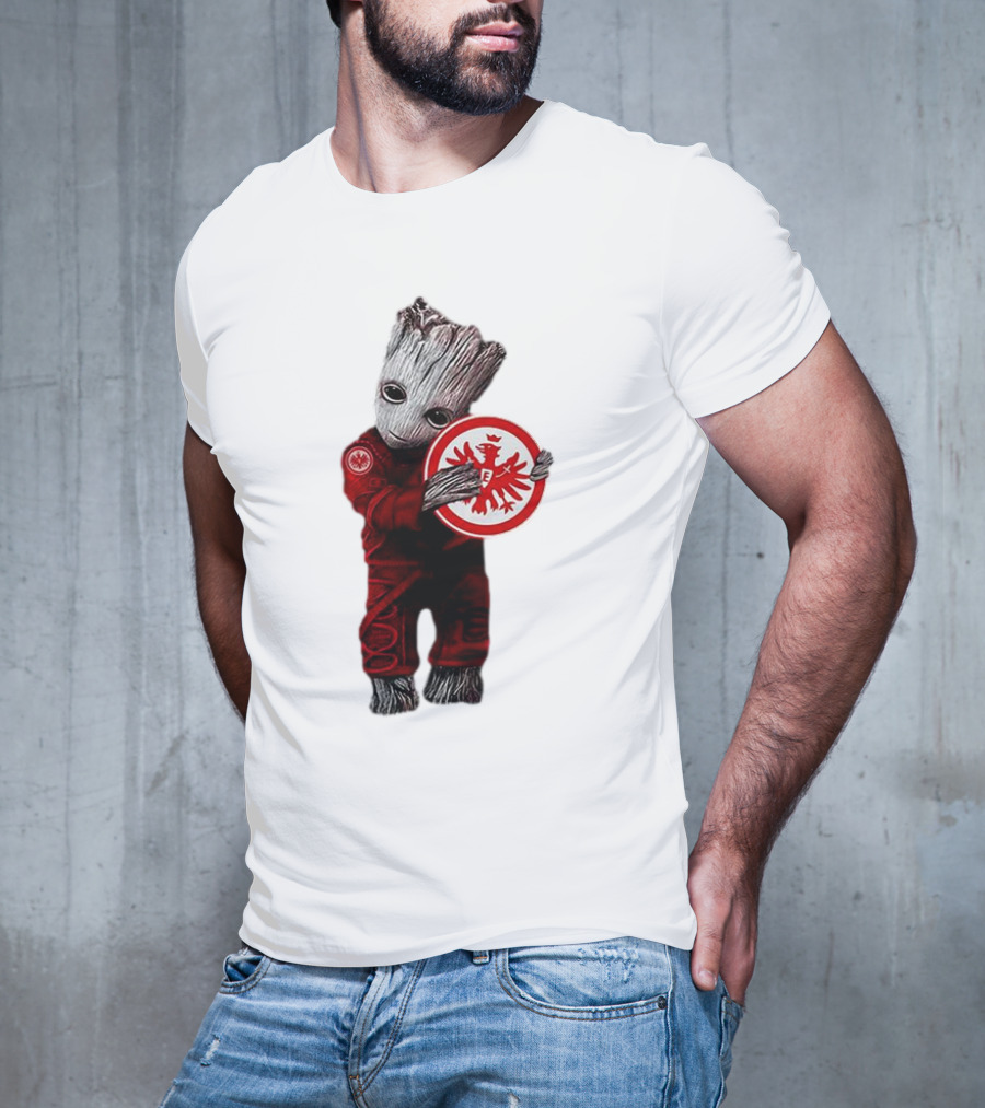 Baby Groot Hugging Eintracht Frankfurt Emblem T-Shirt