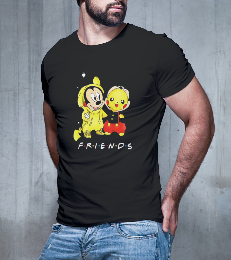 Baby Mickey Mouse And Pikachu Friends Christmas T-Shirt