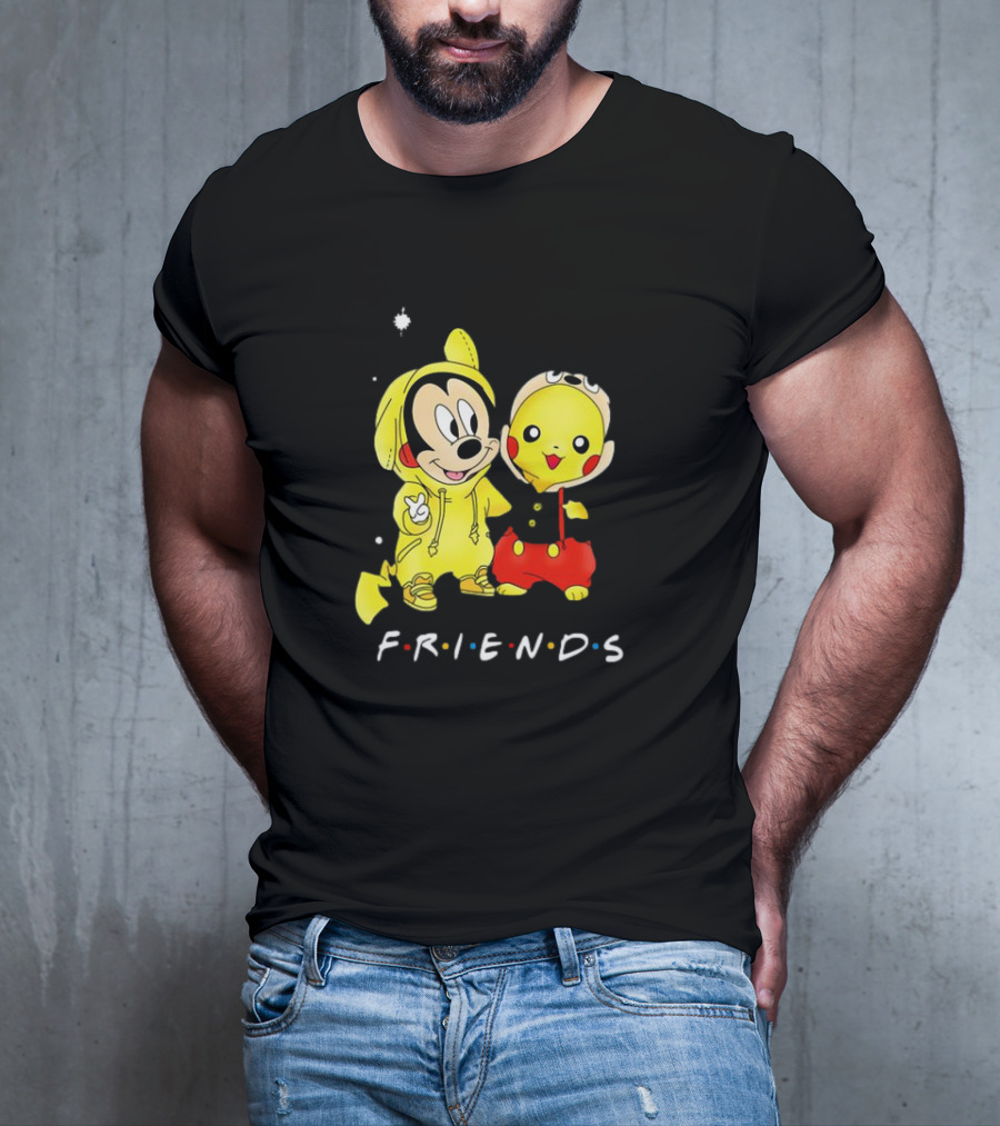 Baby Mickey Mouse And Pikachu Friends Christmas T-Shirt