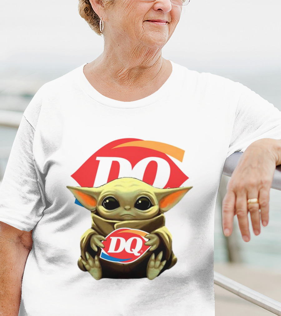 Baby Yoda With DQ Logo Hug T-Shirt