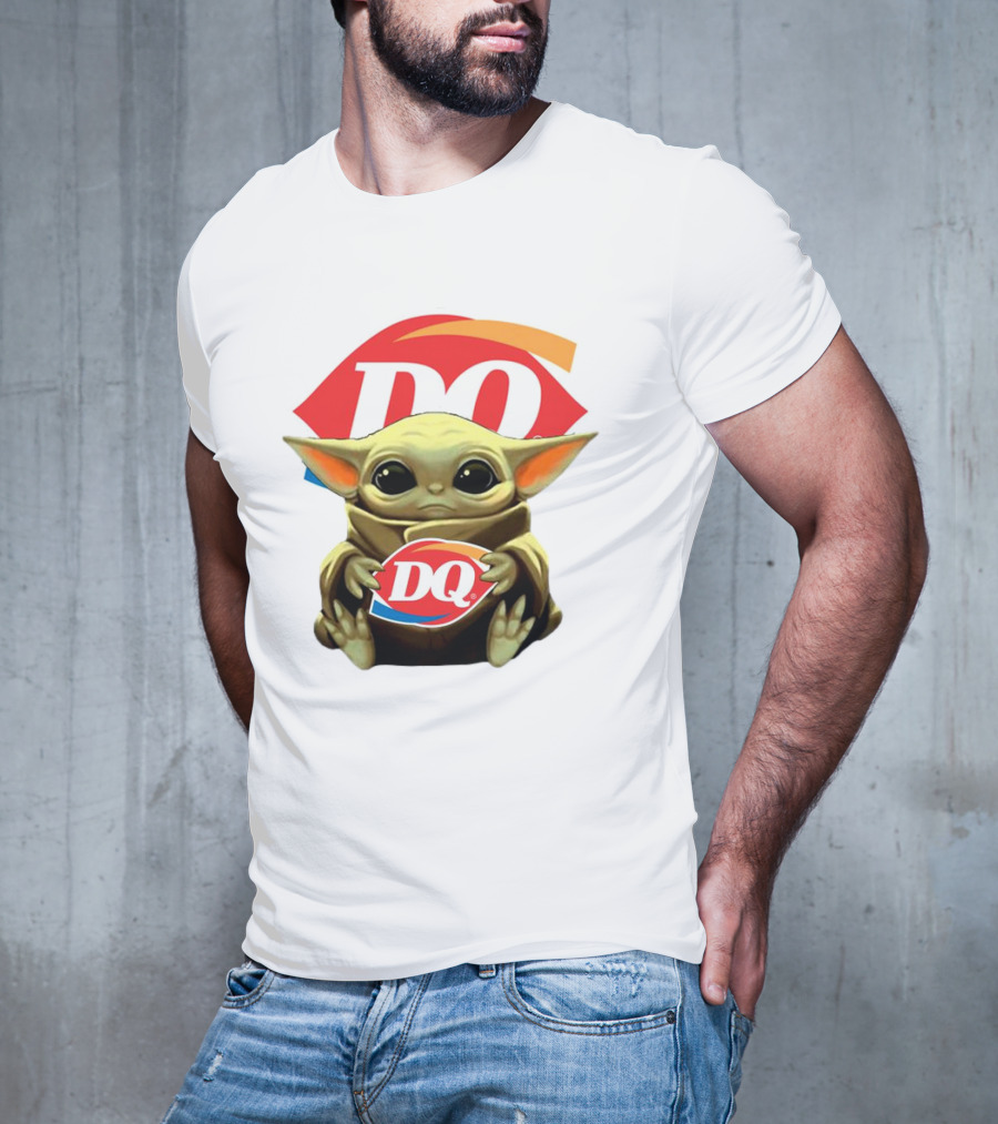 Baby Yoda With DQ Logo Hug T-Shirt