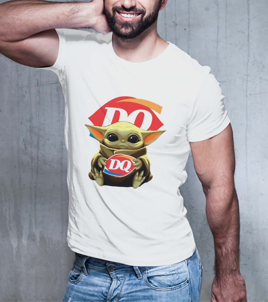 Baby Yoda With DQ Logo Hug T-Shirt