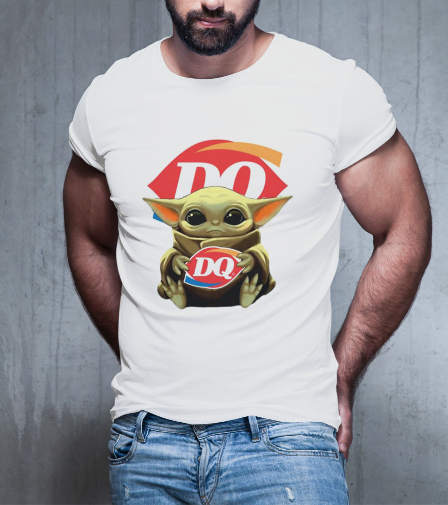 Baby Yoda With DQ Logo Hug T-Shirt