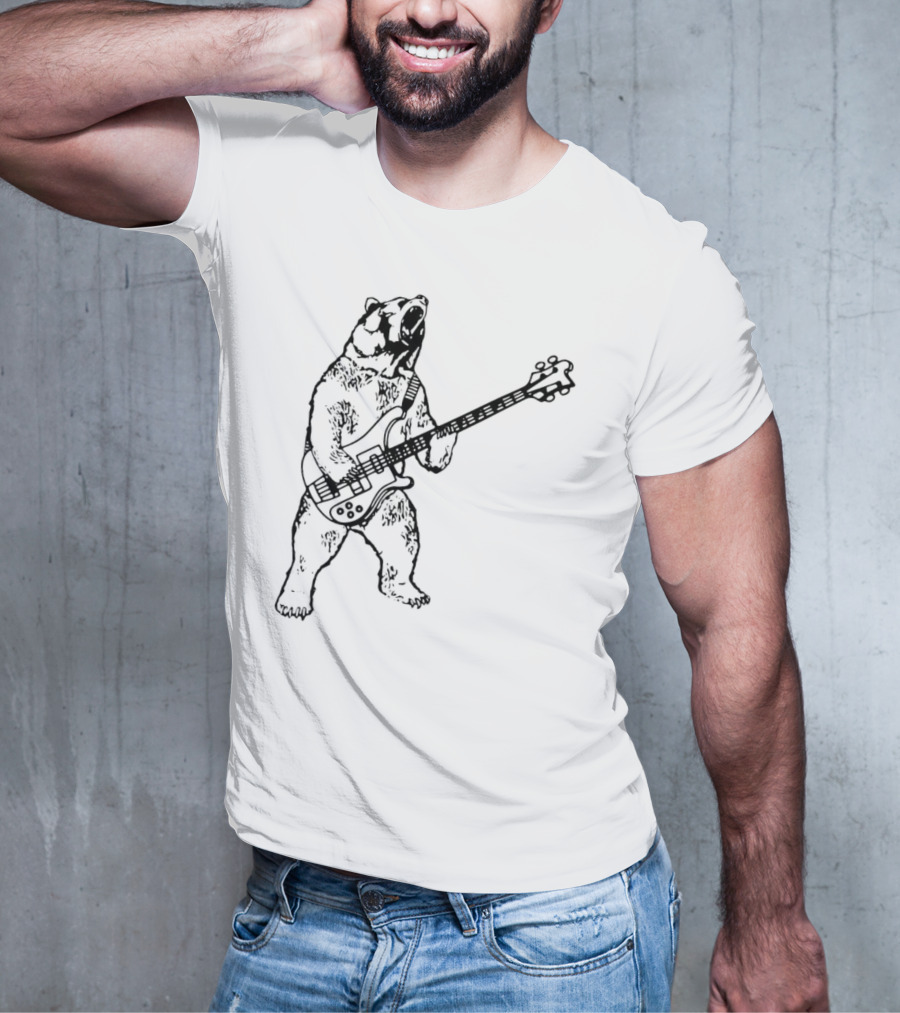 Bear Playing Bass Guitar Rocking Out T-Shirt