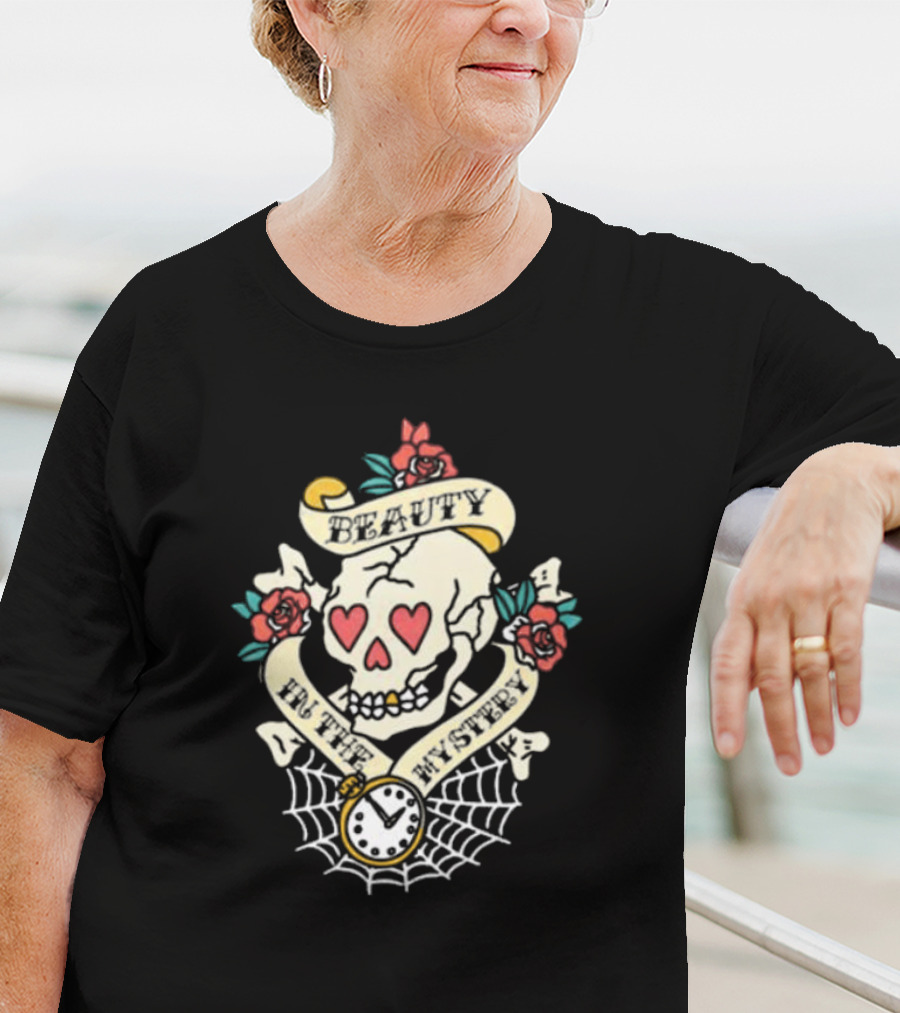 Beauty In The Mystery Skull Roses Clock Tattoo T-Shirt