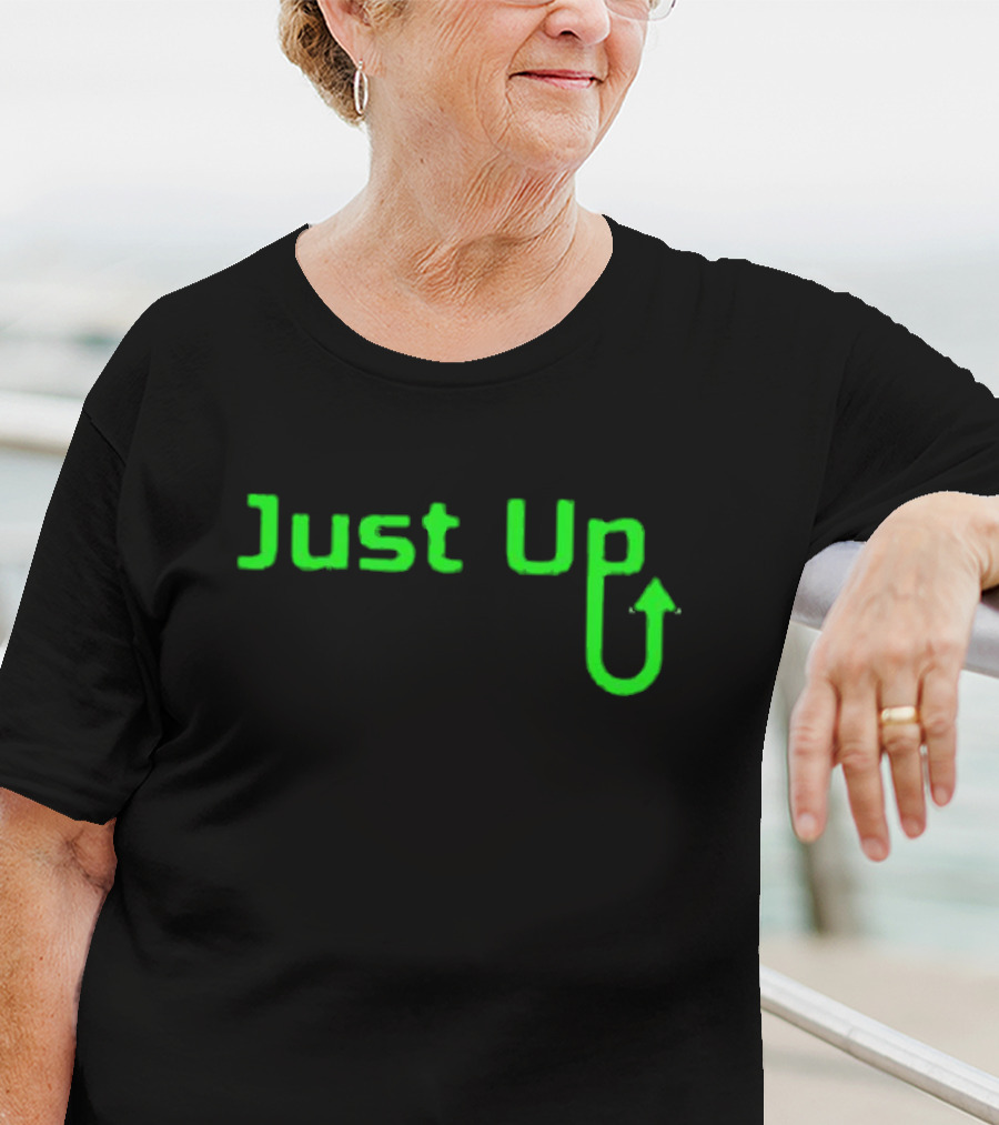 Aroflip Just Up Green Arrow Text T-Shirt