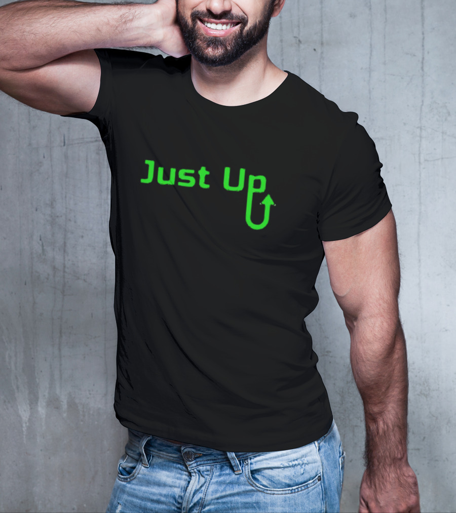 Aroflip Just Up Green Arrow Text T-Shirt