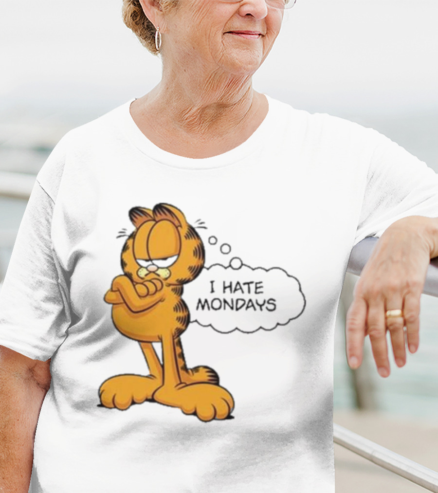 Garfield Comic Character Stating I Hate Mondays With Crossed Arms T-Shirt