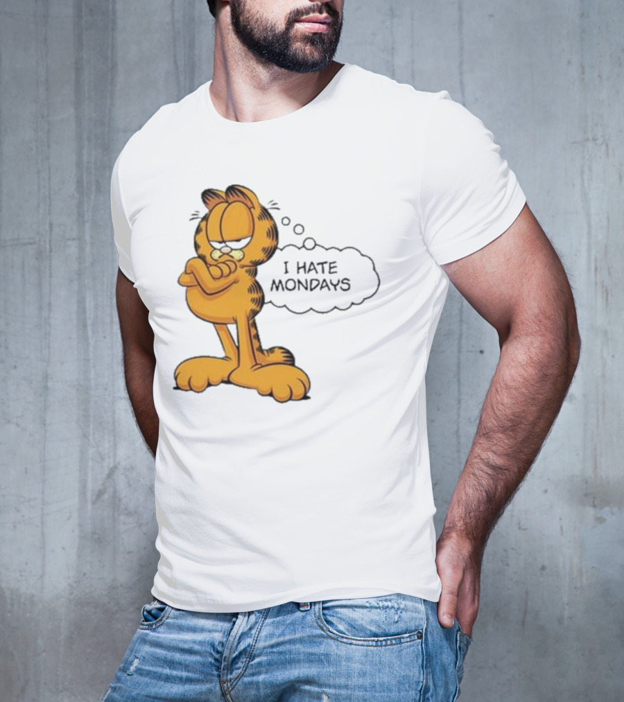 Garfield Comic Character Stating I Hate Mondays With Crossed Arms T-Shirt