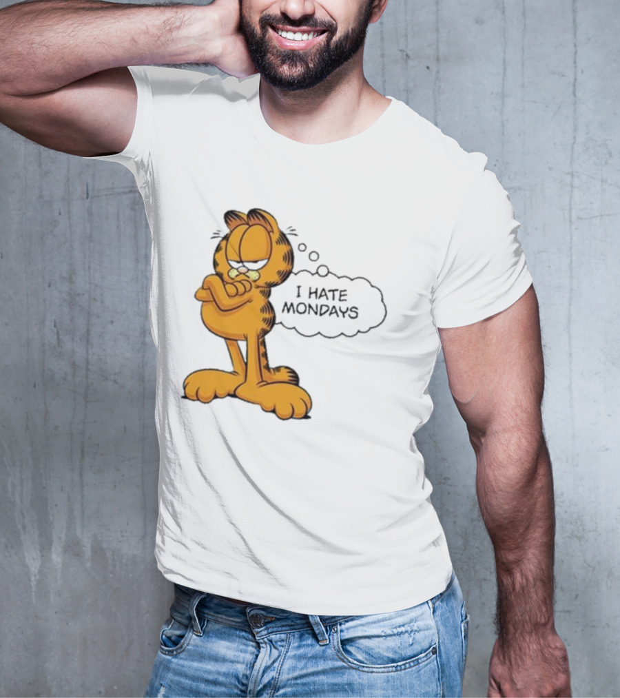 Garfield Comic Character Stating I Hate Mondays With Crossed Arms T-Shirt