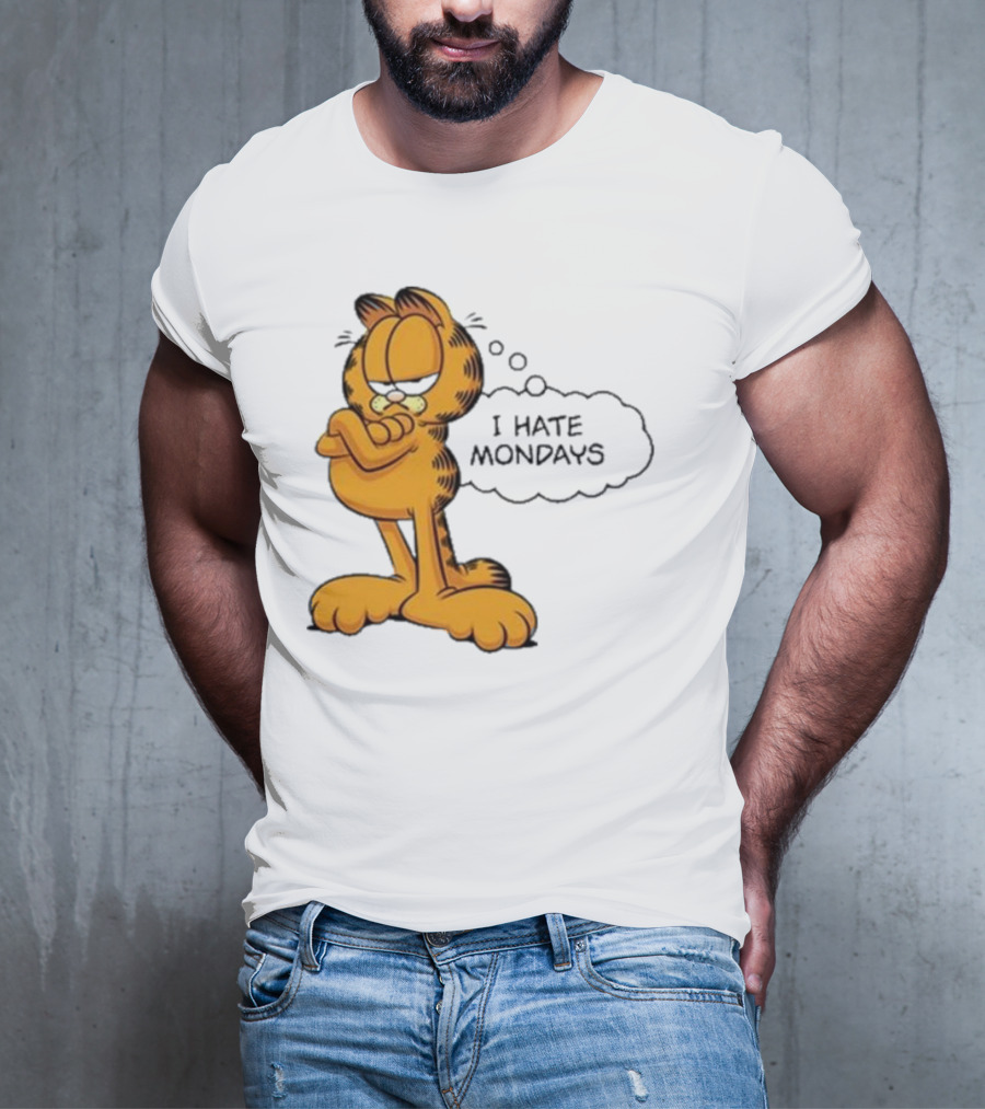 Garfield Comic Character Stating I Hate Mondays With Crossed Arms T-Shirt