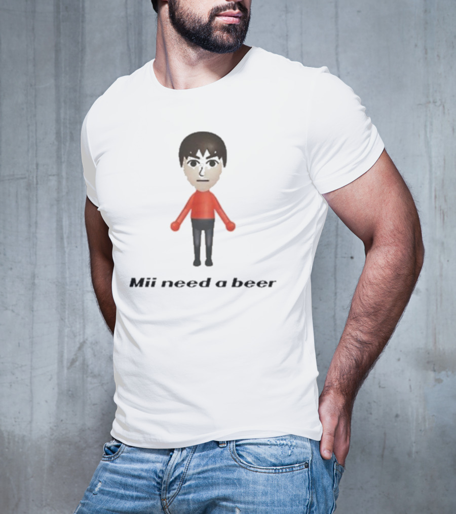 Mii Need A Beer KISS Mii Parody With Red T-Shirt
