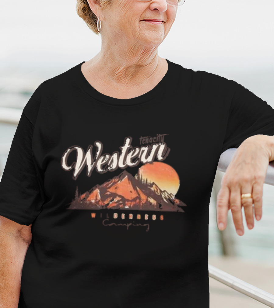 Western Tenacity Wilderness Camping Moonlit Mountains T-Shirt