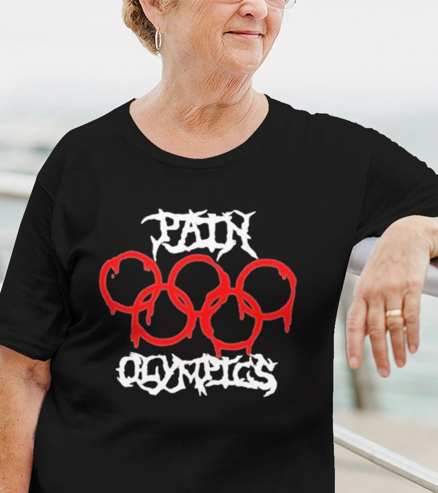 Pain Olympics Melted Rings Dripping Blood Effect T-Shirt
