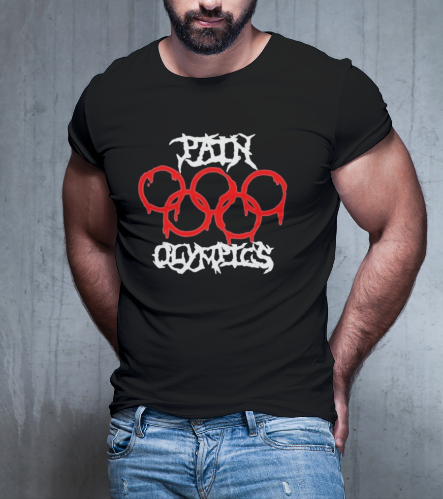 Pain Olympics Melted Rings Dripping Blood Effect T-Shirt