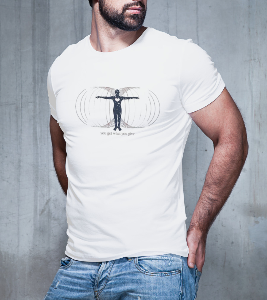 You Get What You Give Reciprocation Baseball Human Heart Energy Lines T-Shirt